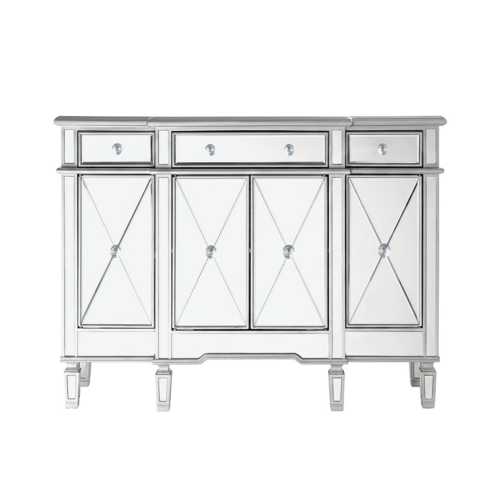 Silver Credenza with 3 Drawers, 4 Doors, Spacious Storage. Picture 4