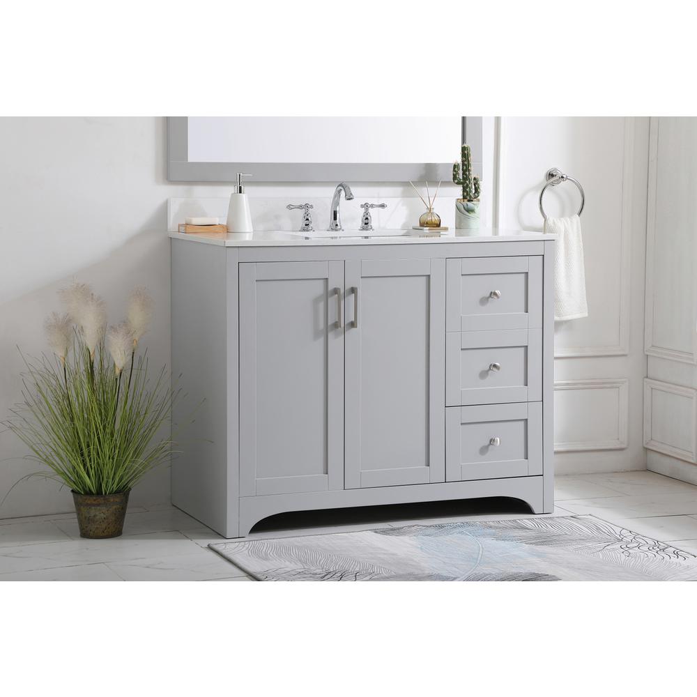 42 inch Single Bathroom Vanity in Grey with Backsplash. Picture 2