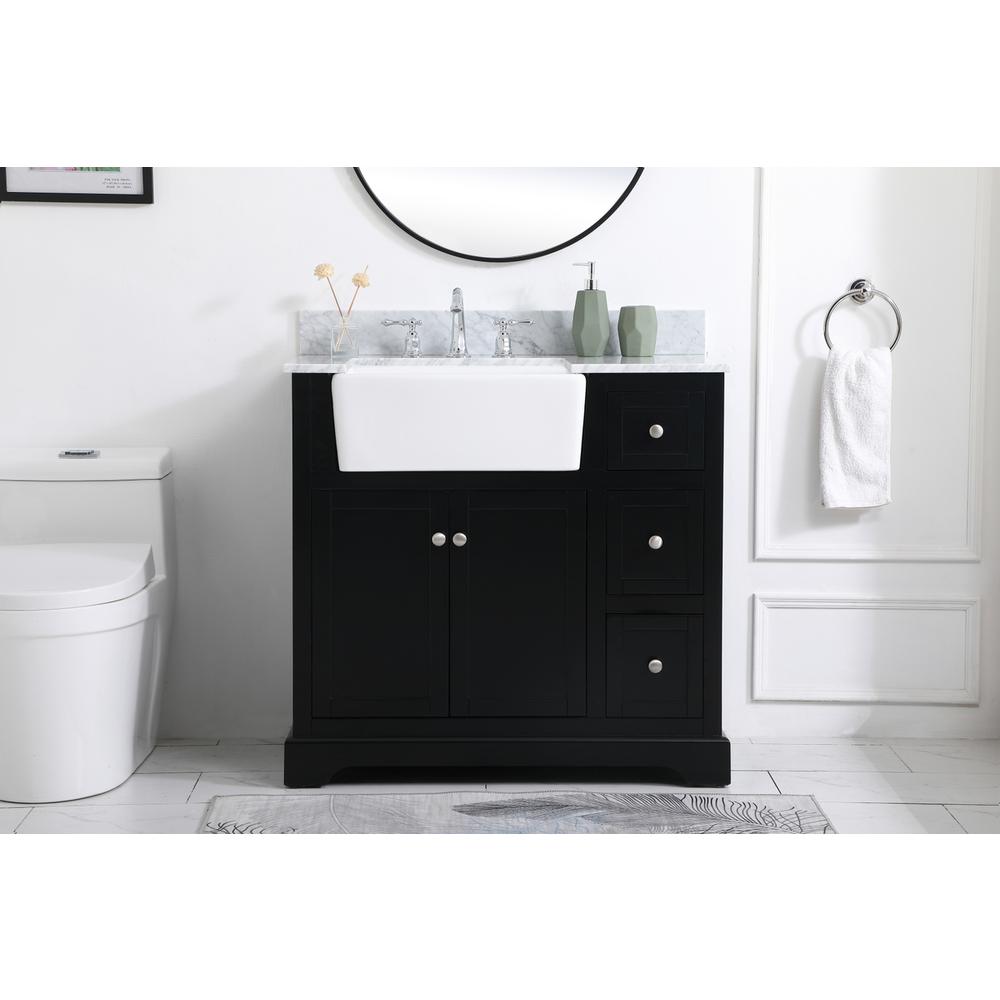 36 inch Single bathroom vanity in black with backsplash. Picture 14