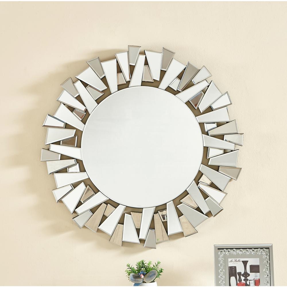 Sparkle 39.5 in. Contemporary Round Mirror in Clear. Picture 4