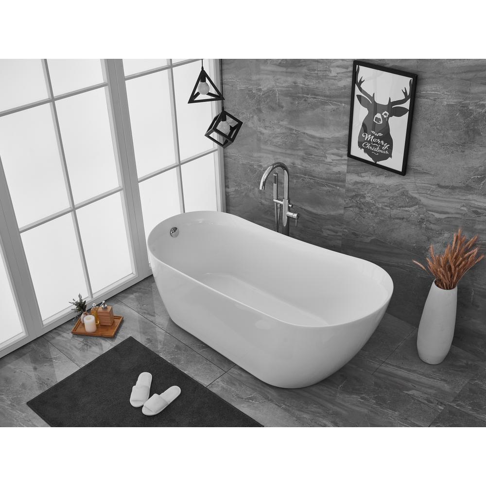 70 inch soaking Single slipper bathtub in glossy white. Picture 4