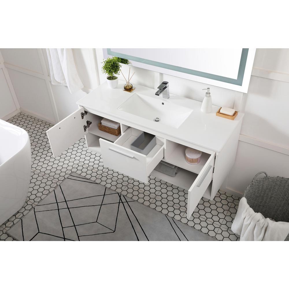 48 inch  Single Bathroom Floating Vanity in White. Picture 3