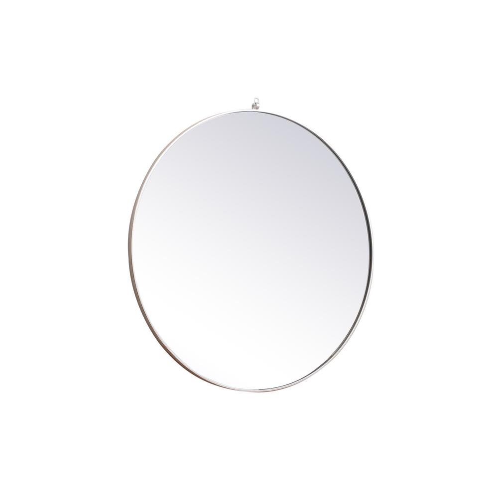 Metal frame round mirror with decorative hook 45 inch in silver. Picture 5