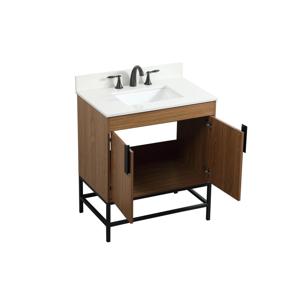 30 inch Single bathroom vanity in walnut brown with backsplash. Picture 9
