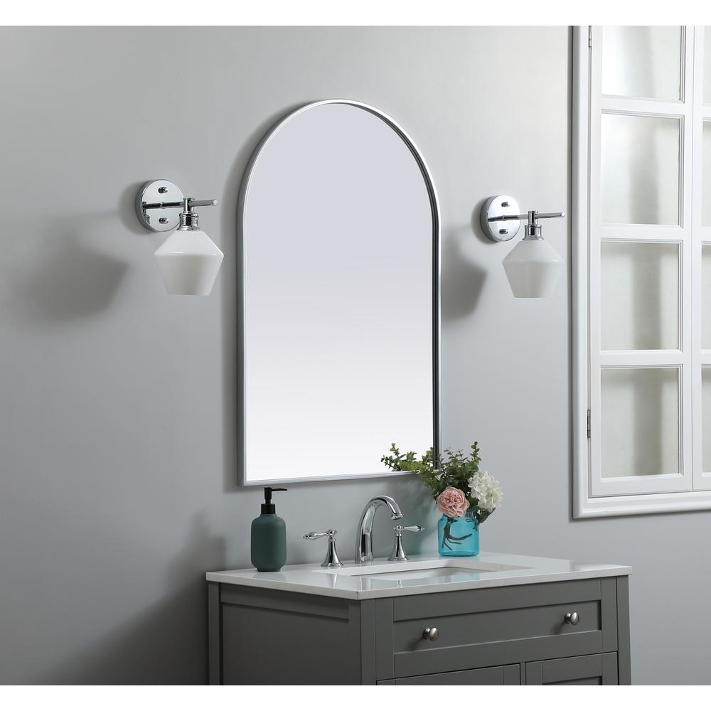 Metal Frame Arch Mirror 24x36 Inch in Silver. Picture 2