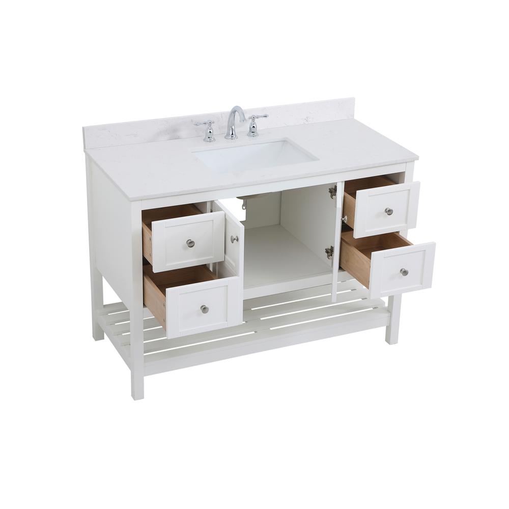 48 inch Single Bathroom Vanity in White with Backsplash. Picture 9
