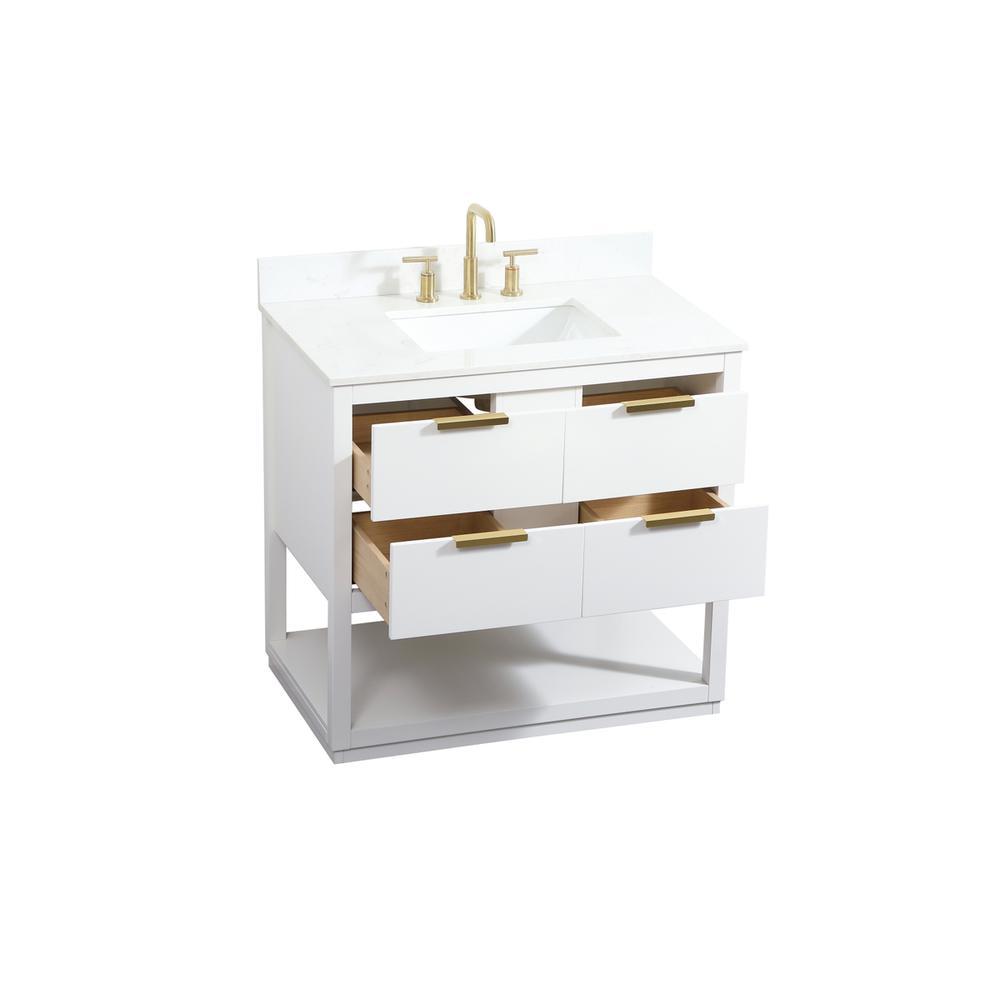 36 inch Single bathroom vanity in white with backsplash. Picture 9