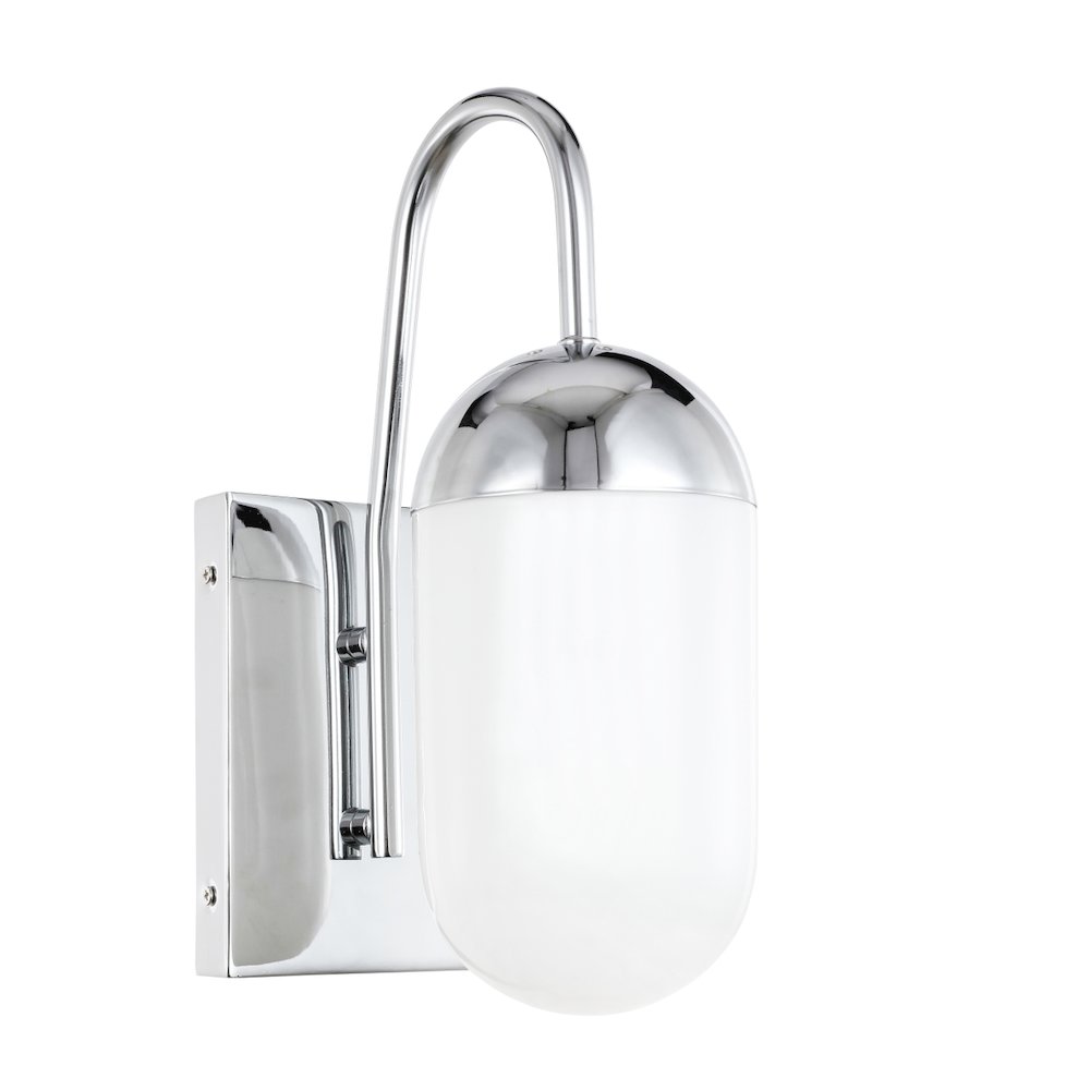 Kace 1 Light Chrome And Frosted White Glass Wall Sconce. Picture 6
