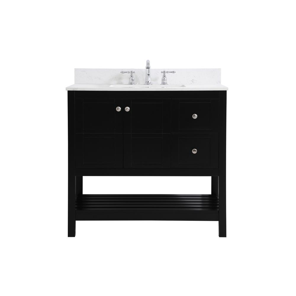 36 inch Single Bathroom Vanity in Black with Backsplash. Picture 1