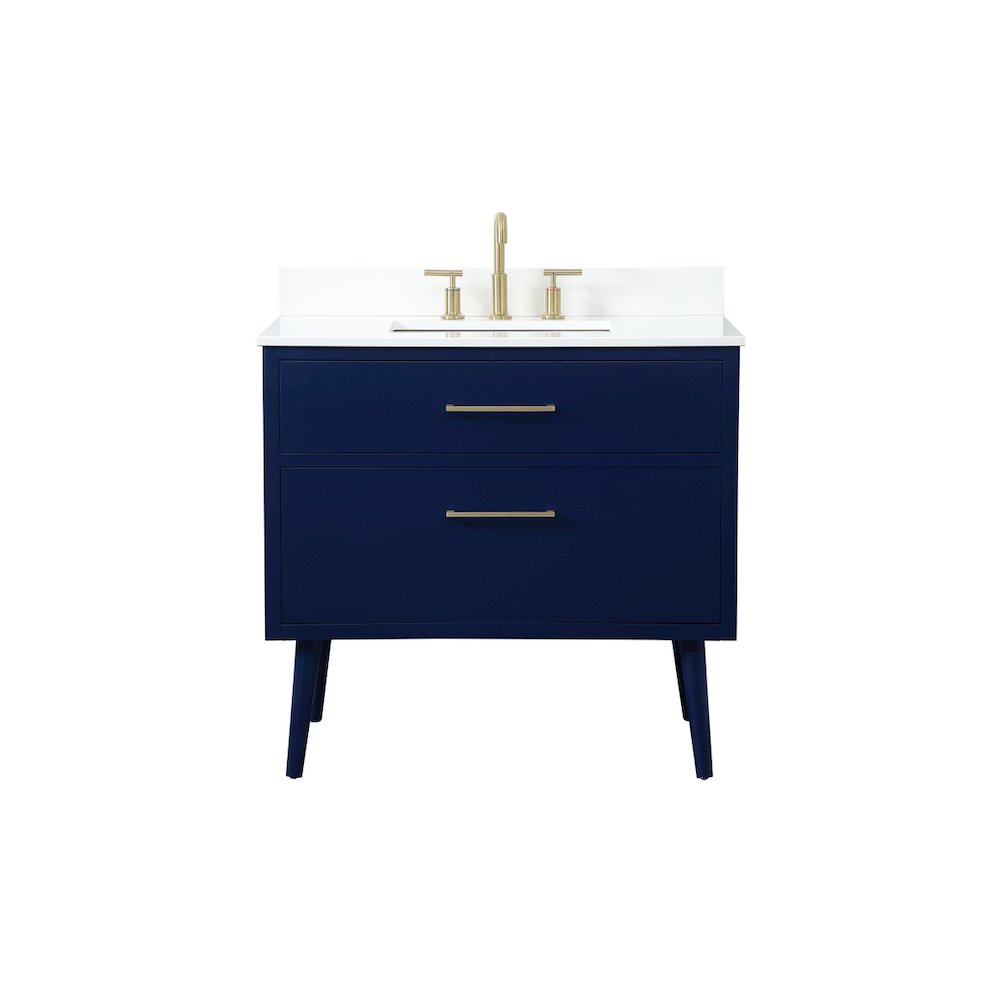 36 Inch Bathroom Vanity In Blue With Backsplash. Picture 1