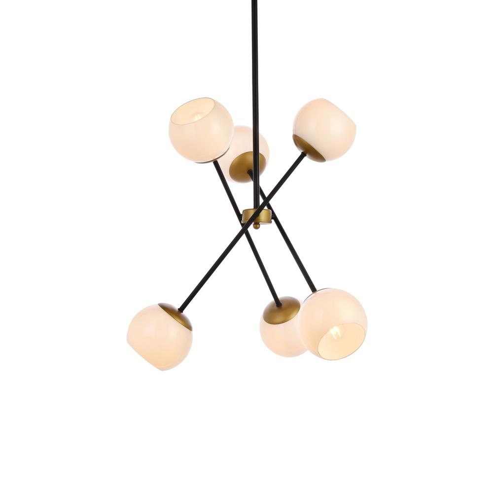 Axl 24 inch pendant in black and brass with white shade. Picture 2