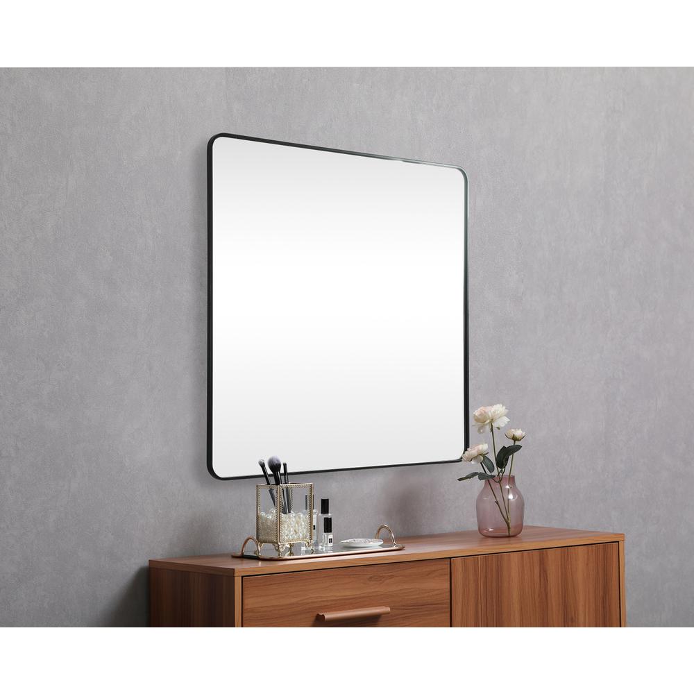 Soft corner metal square mirror 48x48 inch in Black. Picture 4