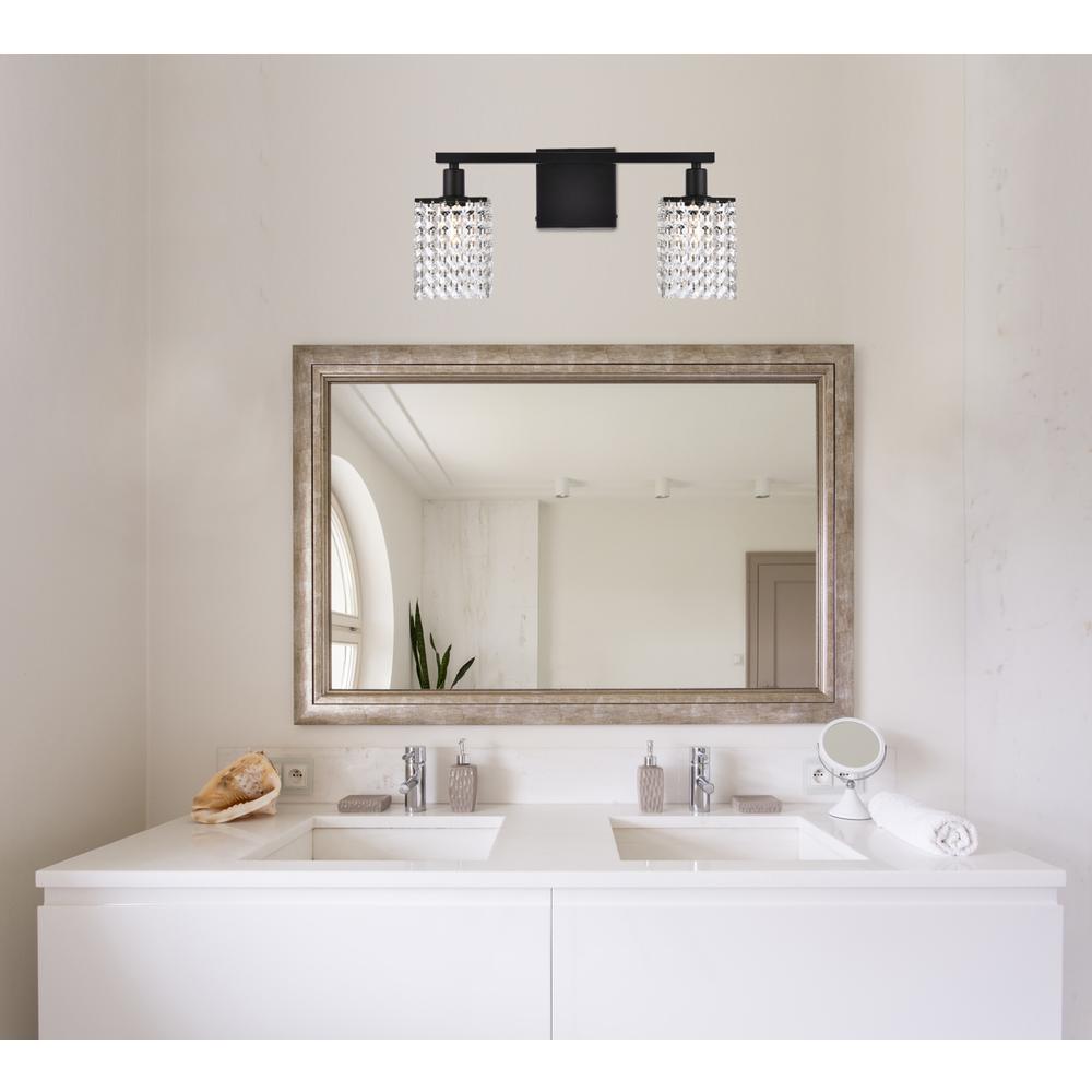 Phineas 2 lights bath sconce in black with clear crystals. Picture 8