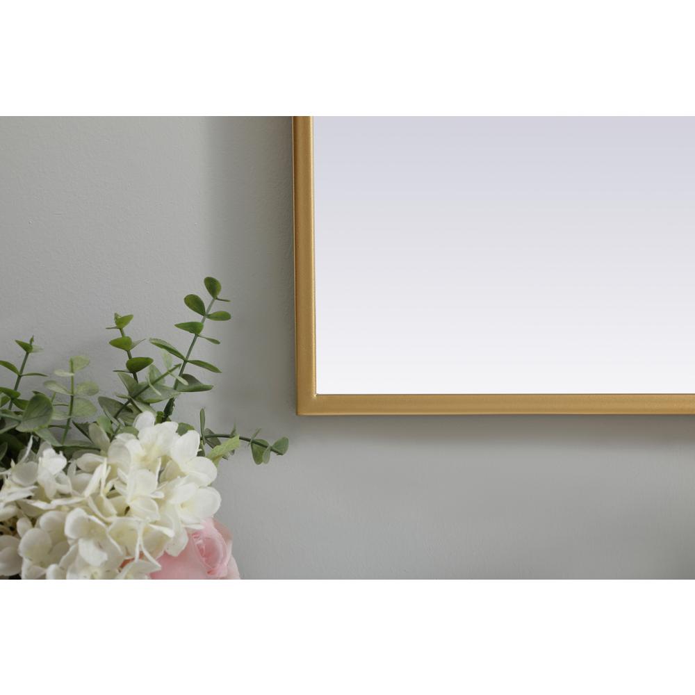 Metal Frame Arch Mirror 27x30 Inch in Brass. Picture 5
