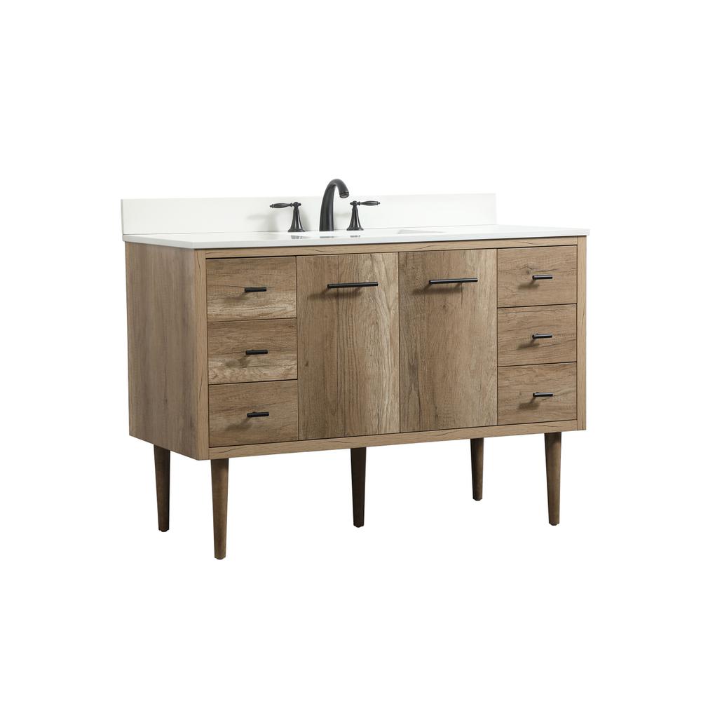 48 inch Single bathroom vanity in natural oak with backsplash. Picture 10