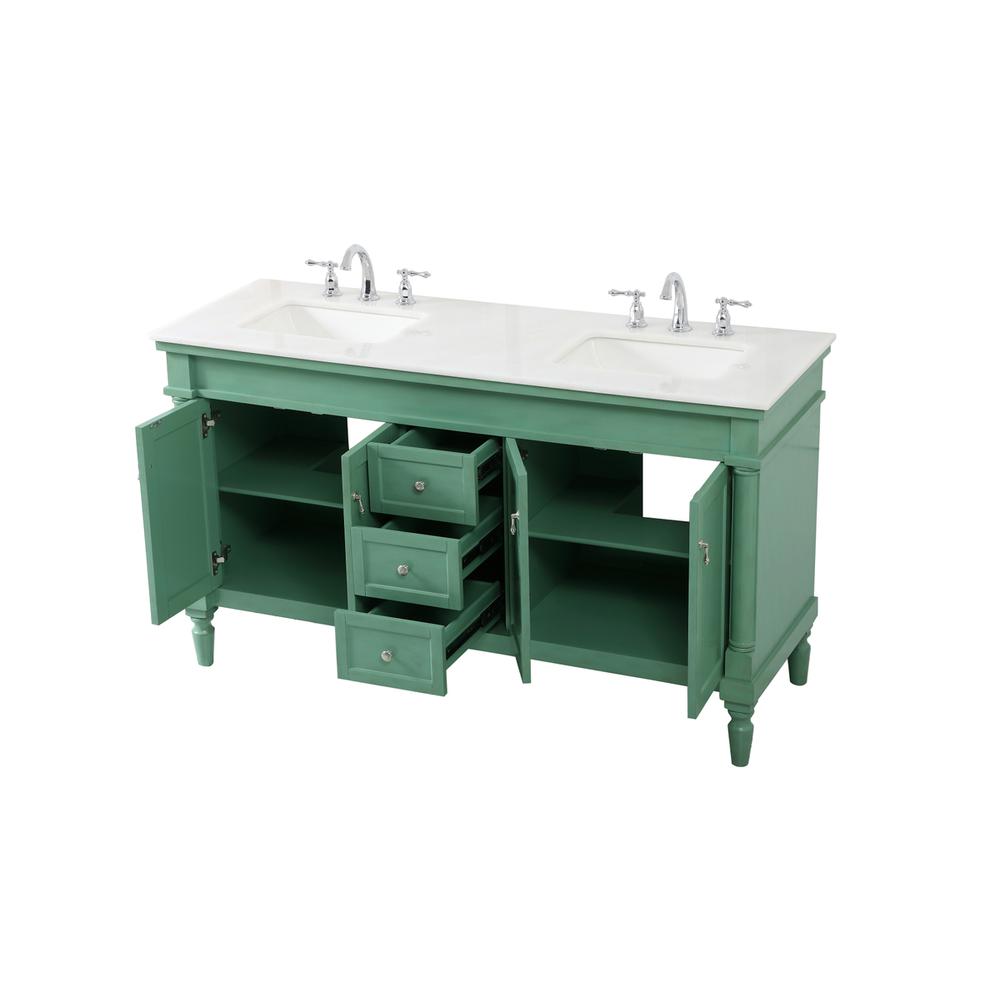 60 inch double bathroom vanity in vintage mint. Picture 9