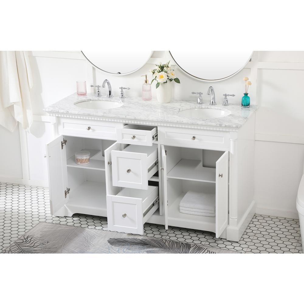 60 inch double bathroom vanity in White. Picture 3