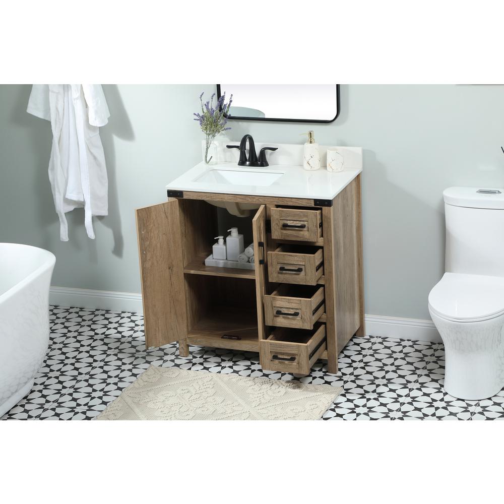 32 inch Single bathroom vanity in natural oak with backsplash. Picture 3