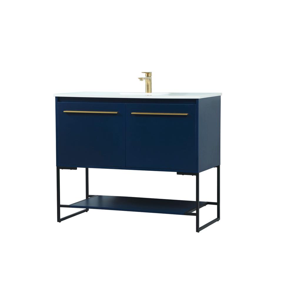 40 inch Single bathroom vanity in blue. Picture 7