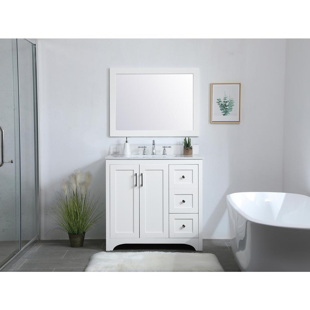36 inch Single Bathroom Vanity in White with Backsplash. Picture 7