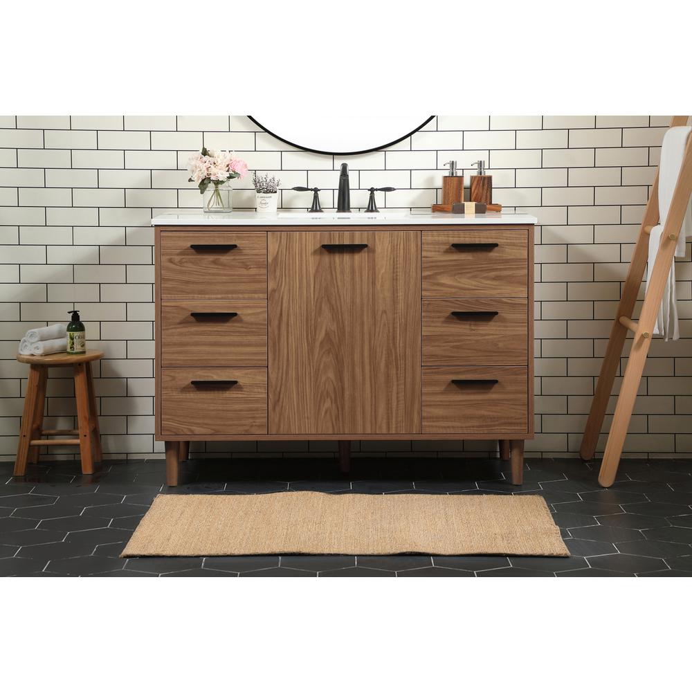 48 inch Single bathroom vanity in walnut brown. Picture 14