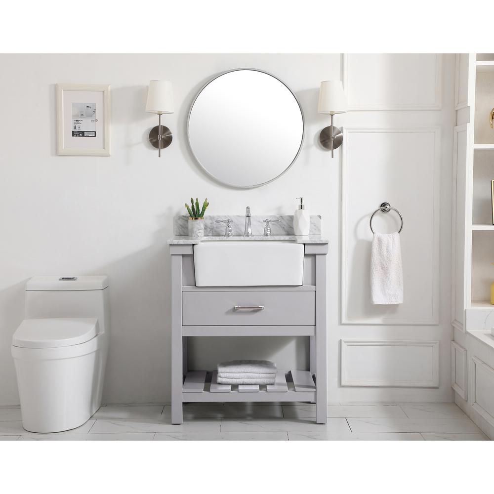 30 inch Single bathroom vanity in grey with backsplash. Picture 4