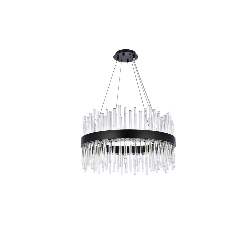 Dallas 25 inch round crystal pendant in black. Picture 6