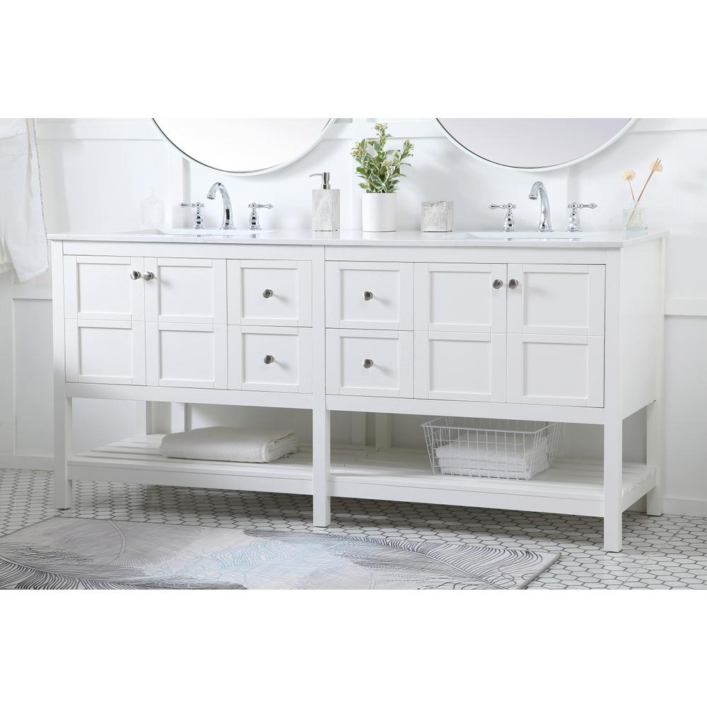 72 inch Double Bathroom Vanity in White. Picture 2
