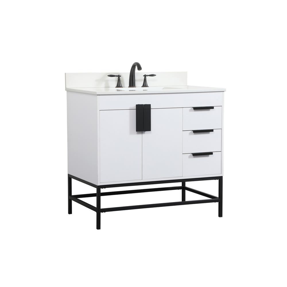 36 inch Single bathroom vanity in white with backsplash. Picture 7