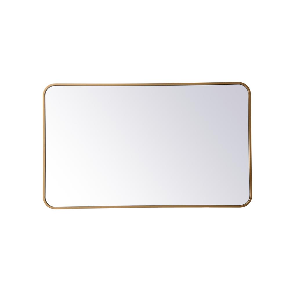 Soft corner metal rectangular mirror 24x40 inch in Brass. Picture 1