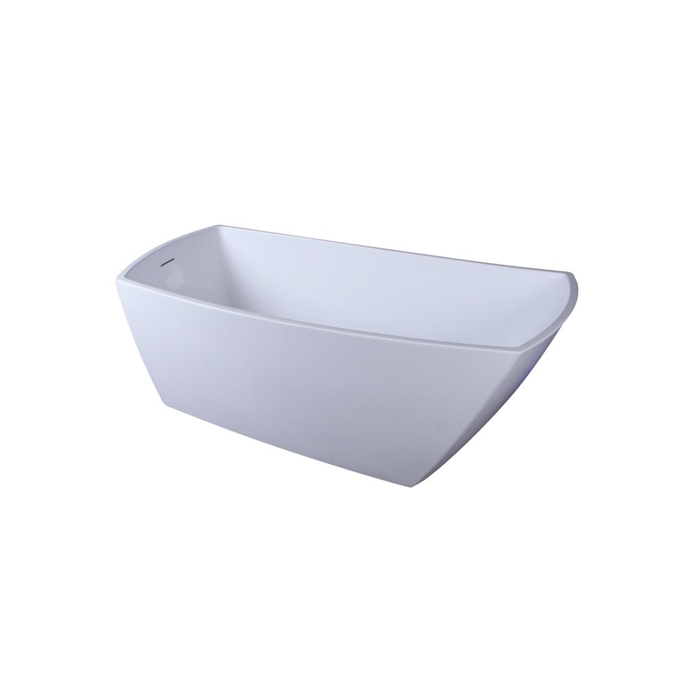 67 inch soaking single slipper rectangular bathtub in glossy white. Picture 8