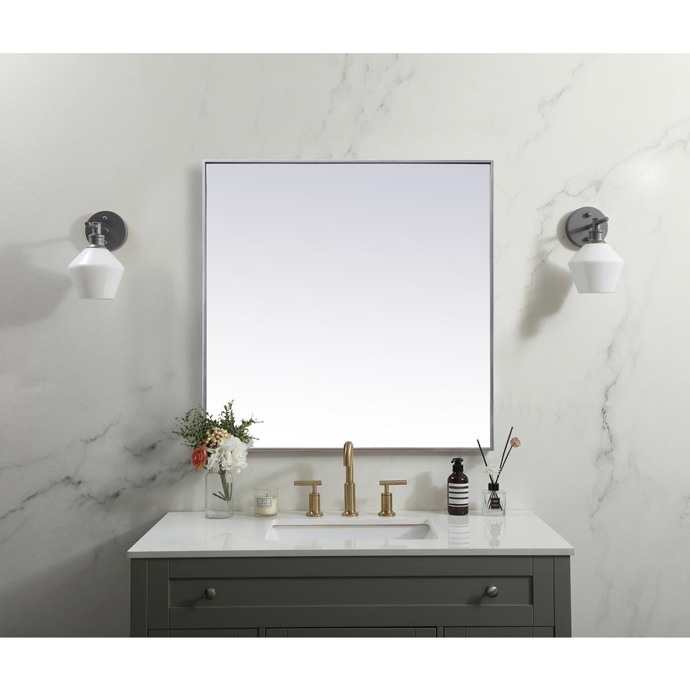 Metal Frame Square Mirror 42 inch in Silver. Picture 9