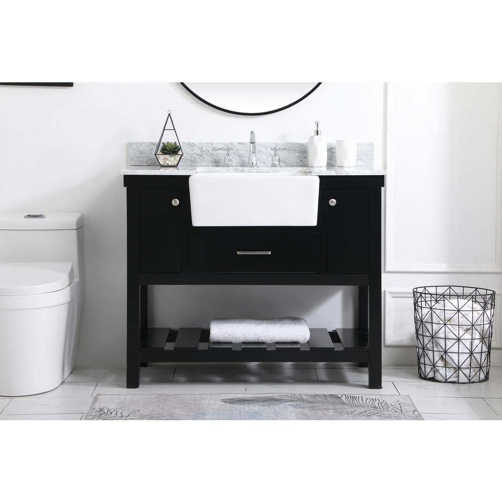 42 inch Single bathroom vanity in black with backsplash. Picture 14