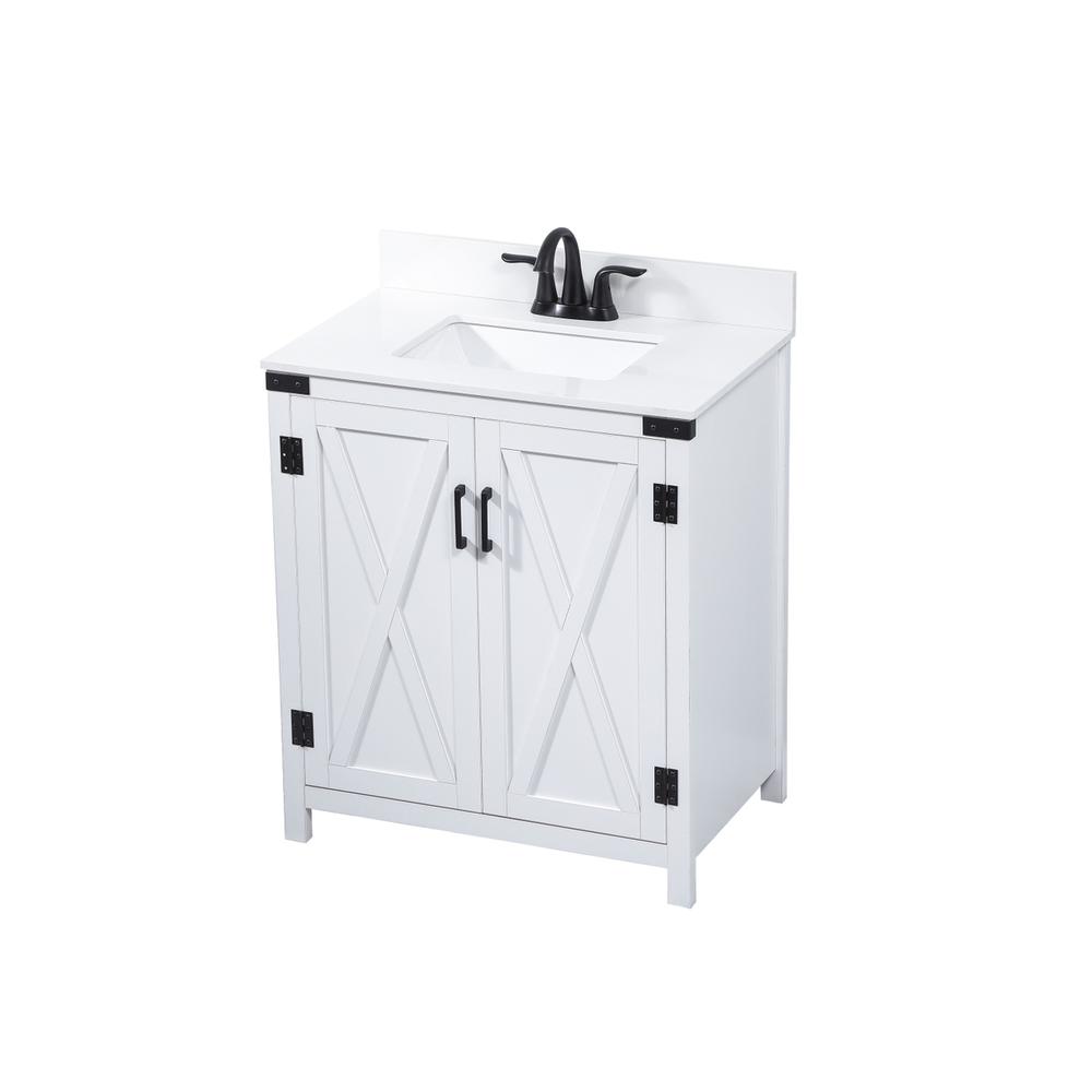 30 inch Single bathroom vanity in white with backsplash. Picture 8