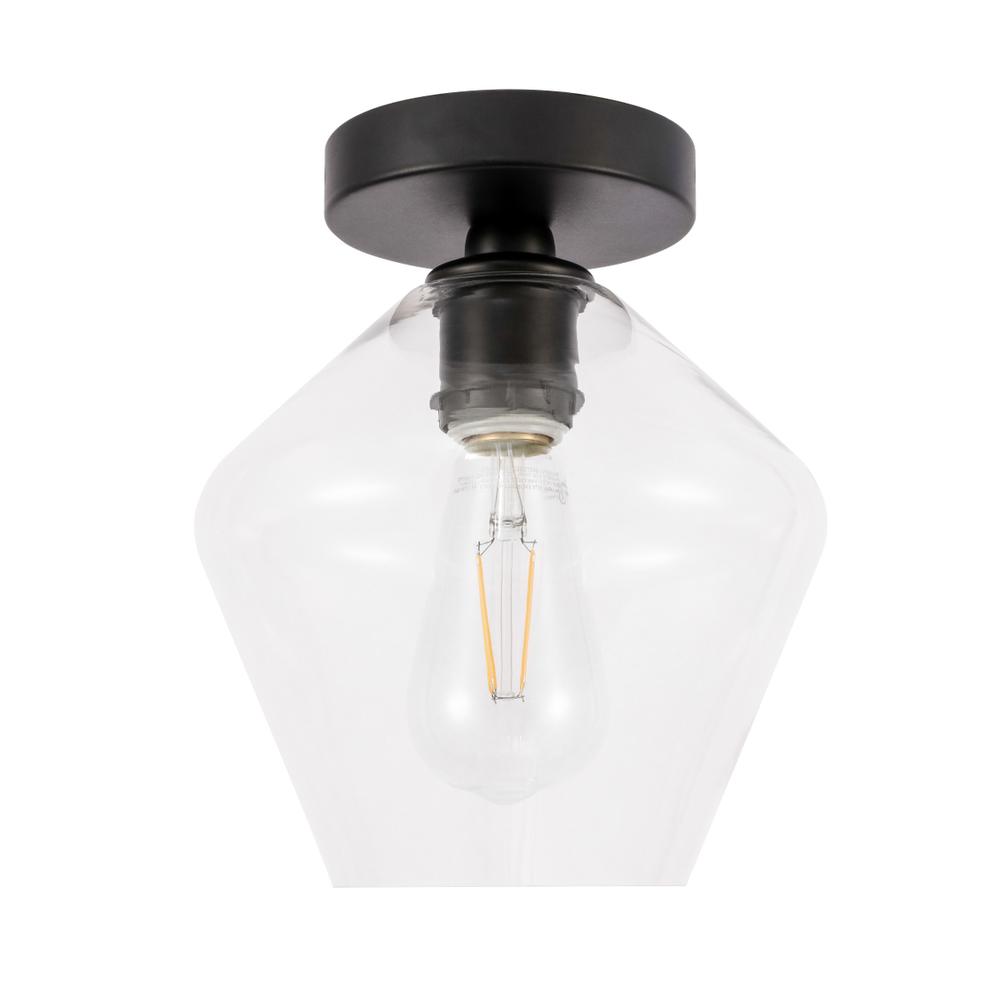 Gene 1 light Black and Clear glass Flush mount. Picture 4