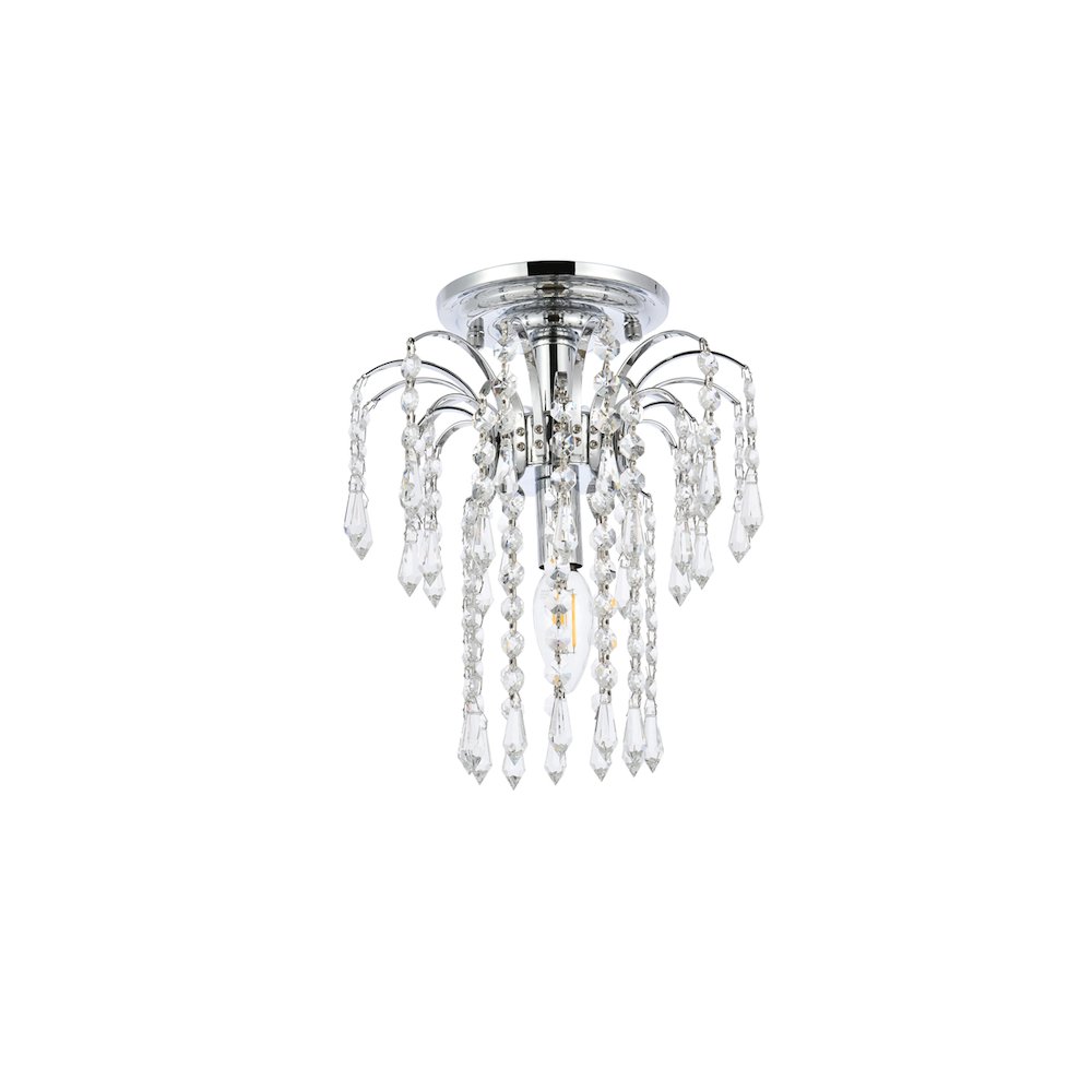 Falls 1 Light Chrome Flush Mount Clear Royal Cut Crystal. Picture 7