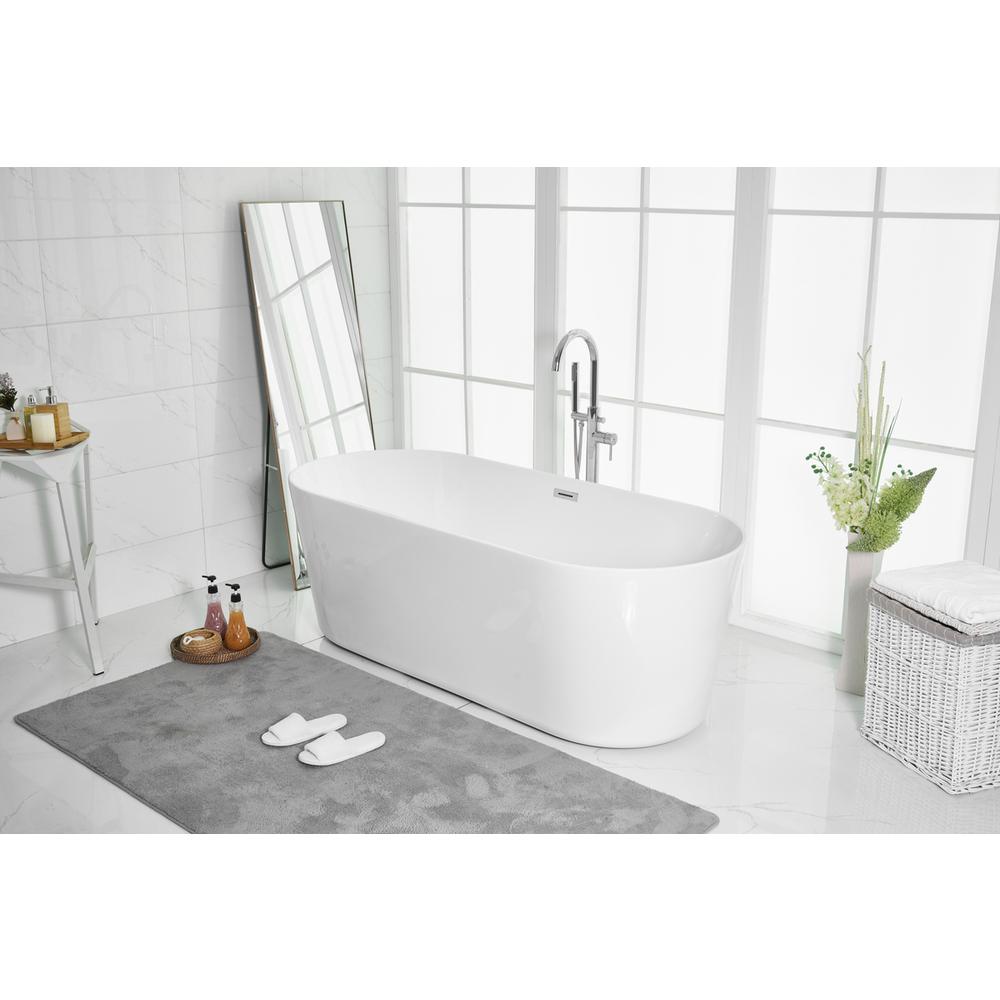 71 inch soaking roll top bathtub in glossy white. Picture 3