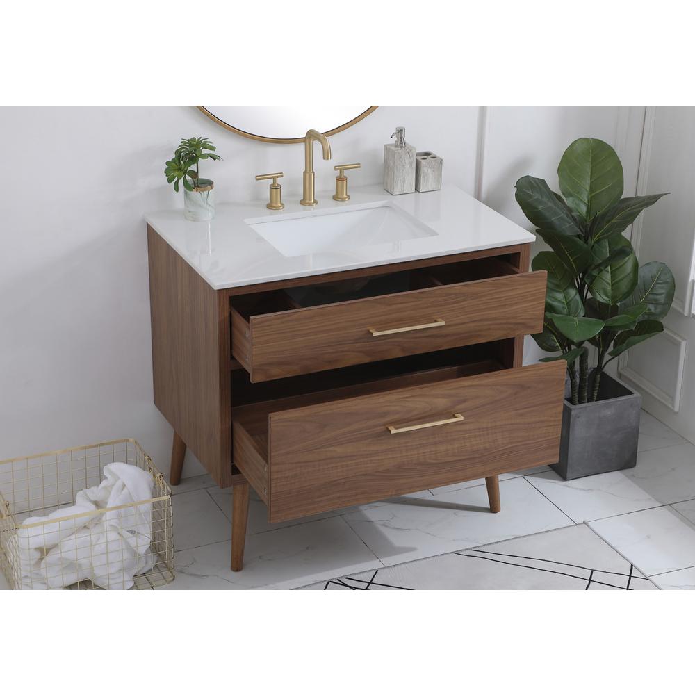 36 inch bathroom vanity in Walnut Brown. Picture 3
