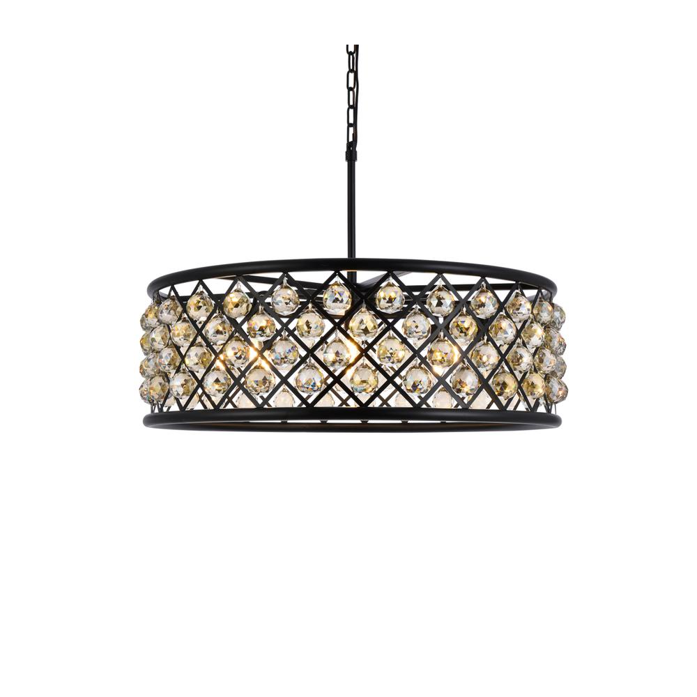 Madison 8 light Matte Black Chandelier Golden Teak (Smoky) Royal Cut Crystal. Picture 2