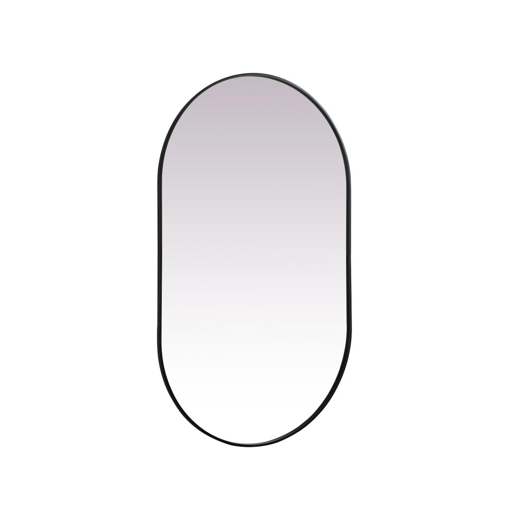 Metal Frame Oval Mirror 36x60 Inch in Black. Picture 7