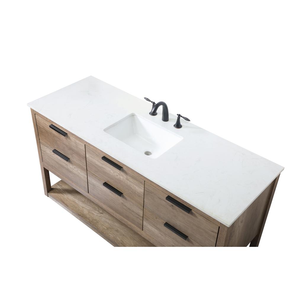 60 Inch SIngle Bathroom Vanity In Natural Oak. Picture 10