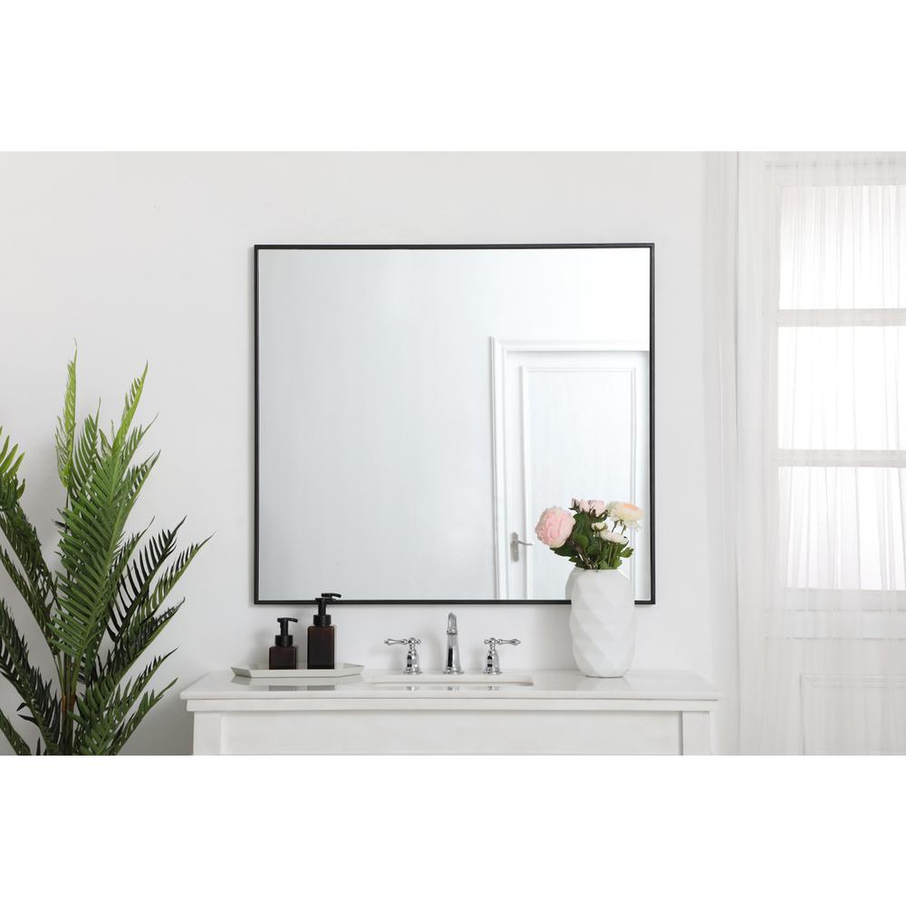 Metal frame rectangle mirror 36 inch in Black. Picture 5