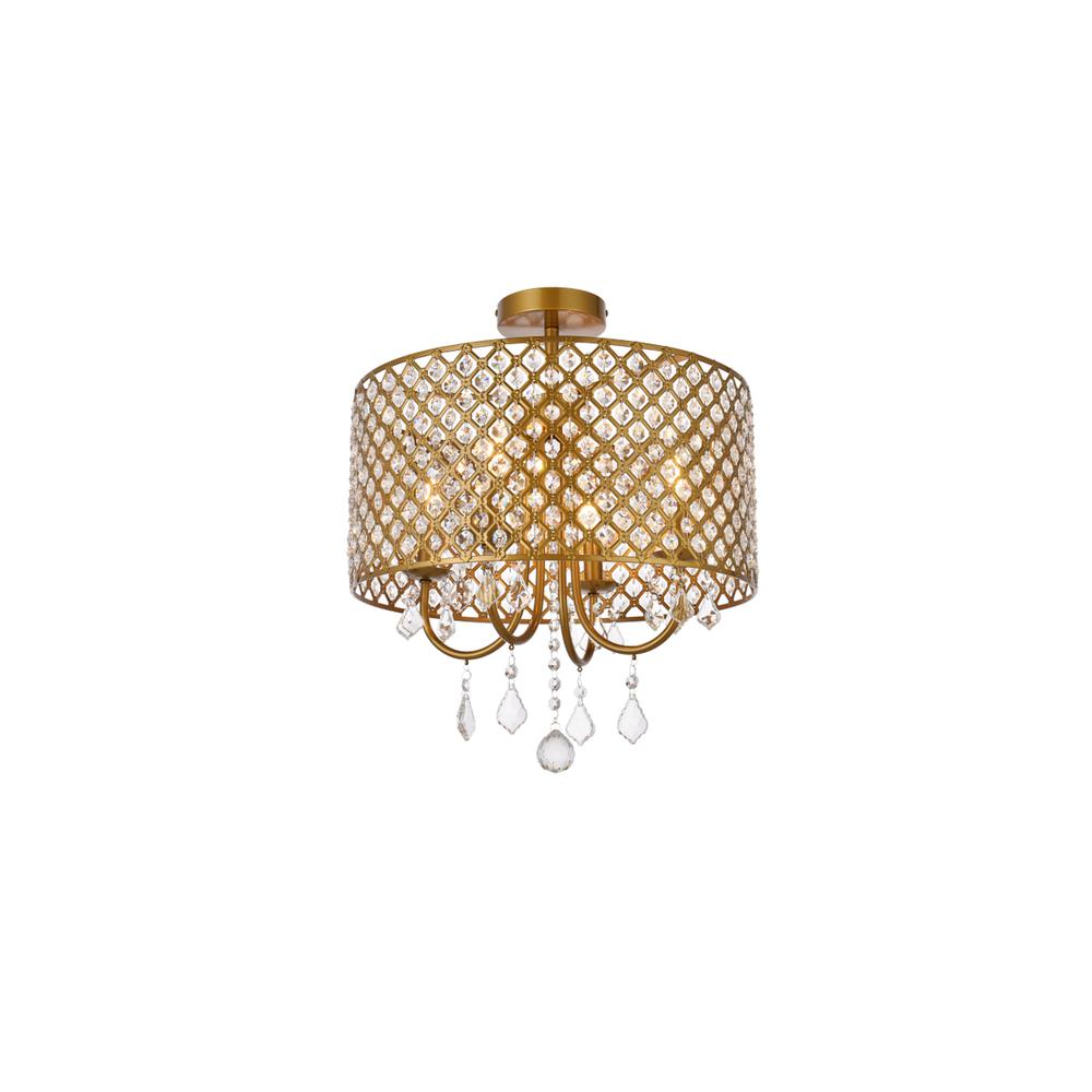 Elise 17 inch flush mount in brass. Picture 2
