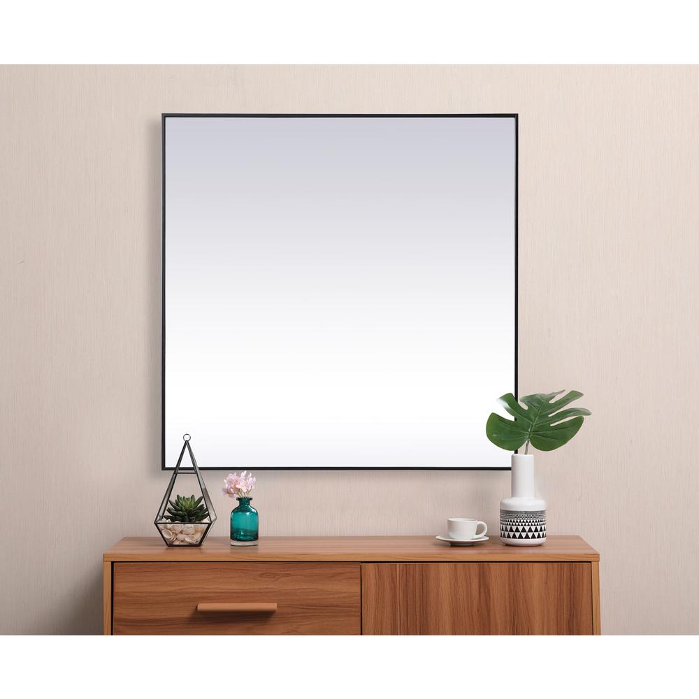 Metal Frame Square Mirror 48 inch in Black. Picture 3