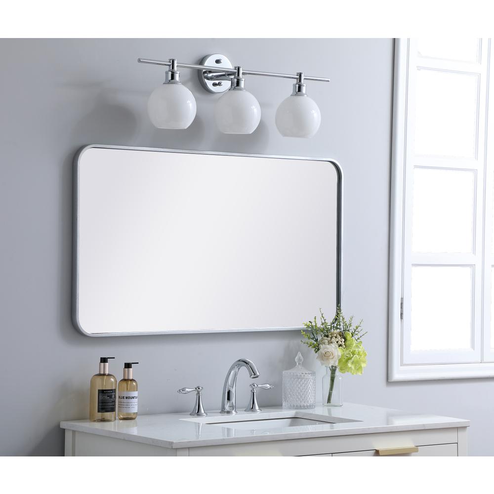 Soft corner metal rectangular mirror 22x40 inch in Silver. Picture 2