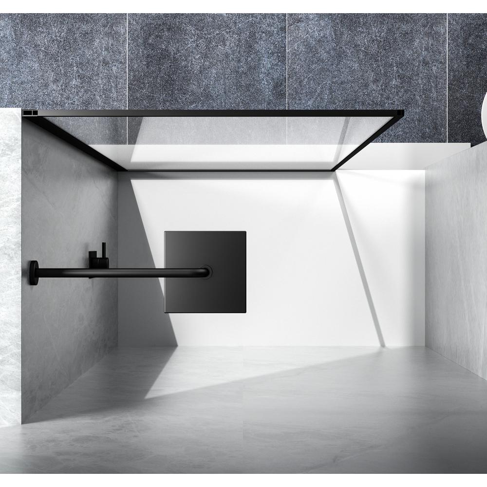 Fixed framed shower door 35 x 76 Matte Black. Picture 4