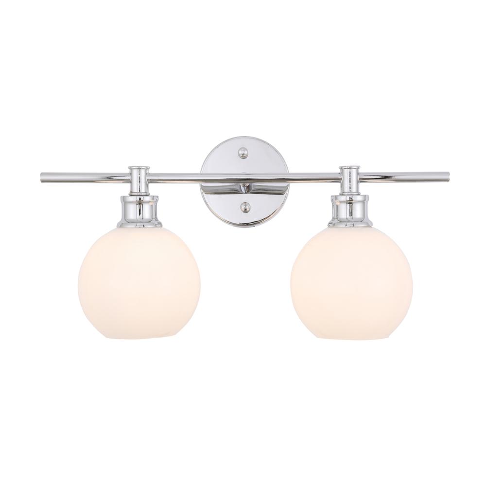 Collier 2 light Chrome and Frosted white glass Wall sconce. Picture 9