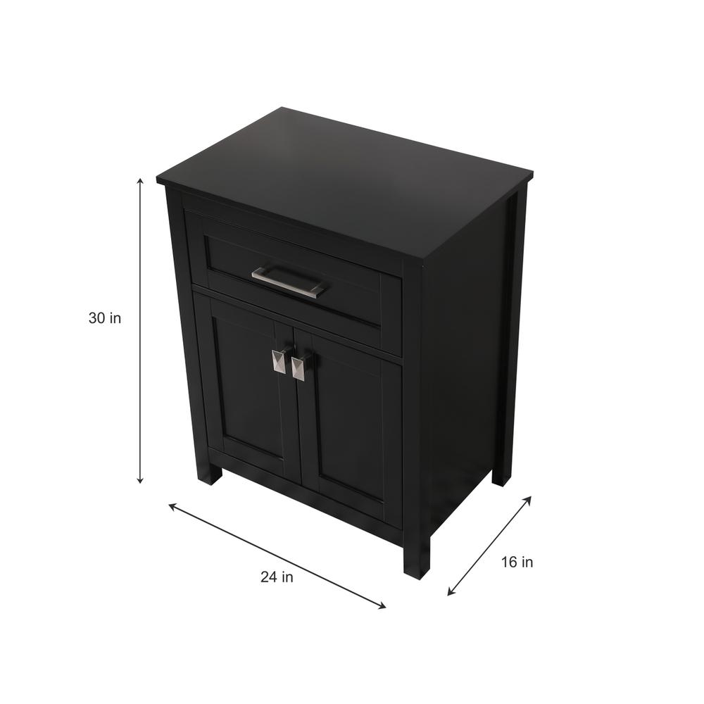 24 Inch Wide Bathroom Storage Freestanding Cabinet In Black. Picture 7