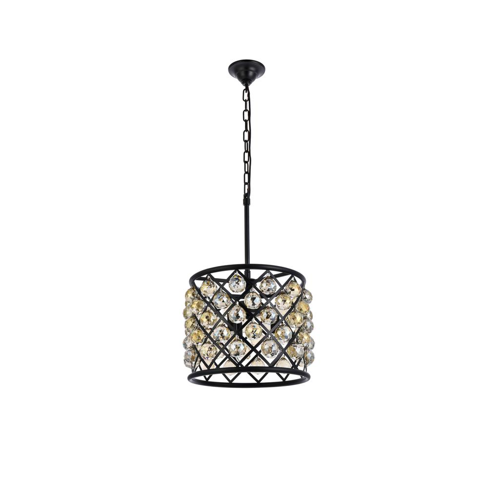Madison 4 light Matte Black Pendant Golden Teak (Smoky) Royal Cut Crystal. Picture 5