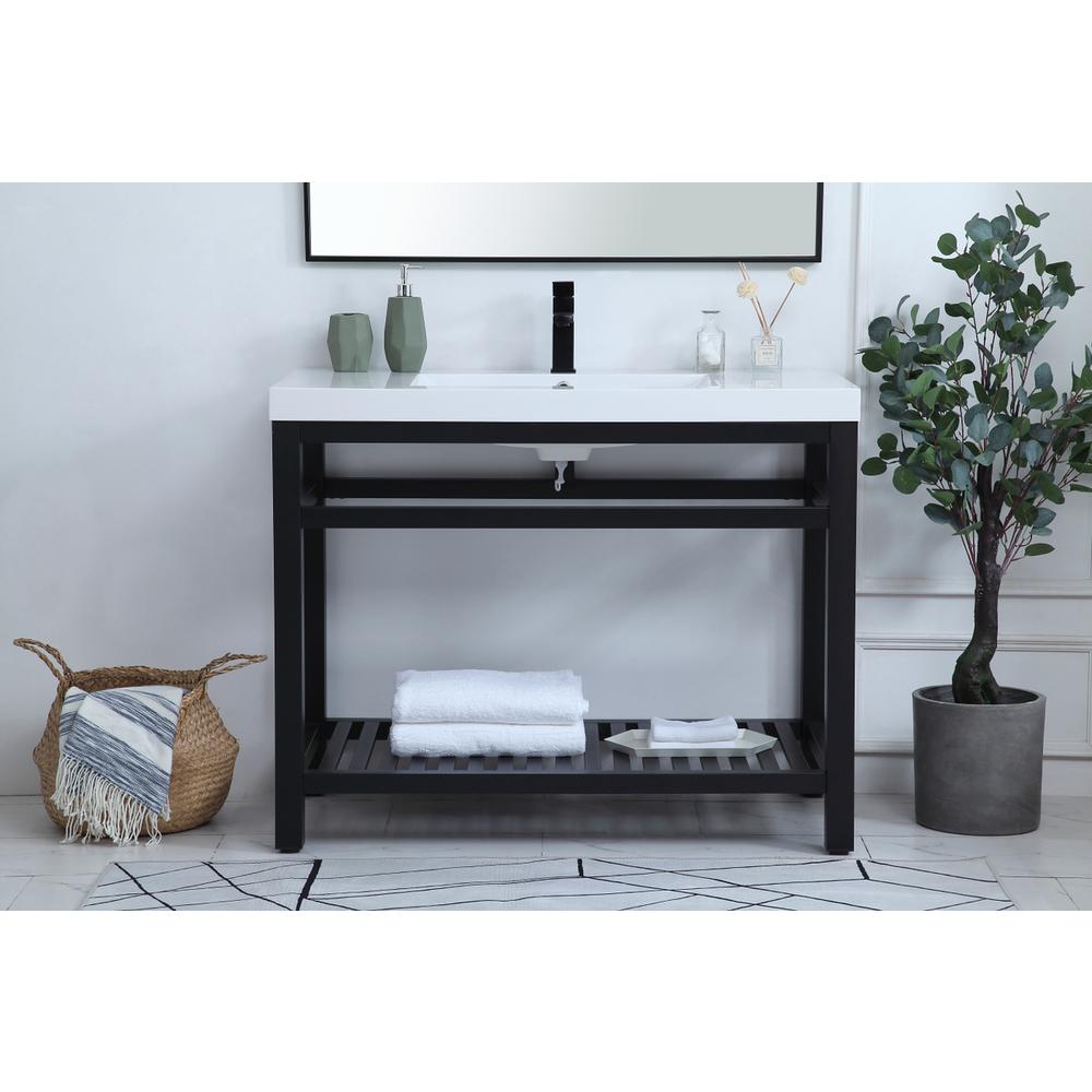 42 inch Single Bathroom Metal Vanity in Black. Picture 14